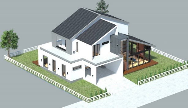 ผลงานออกแบบบ้านสองชั้นร่วมสมัย รับสร้างบ้านปทุมธานี